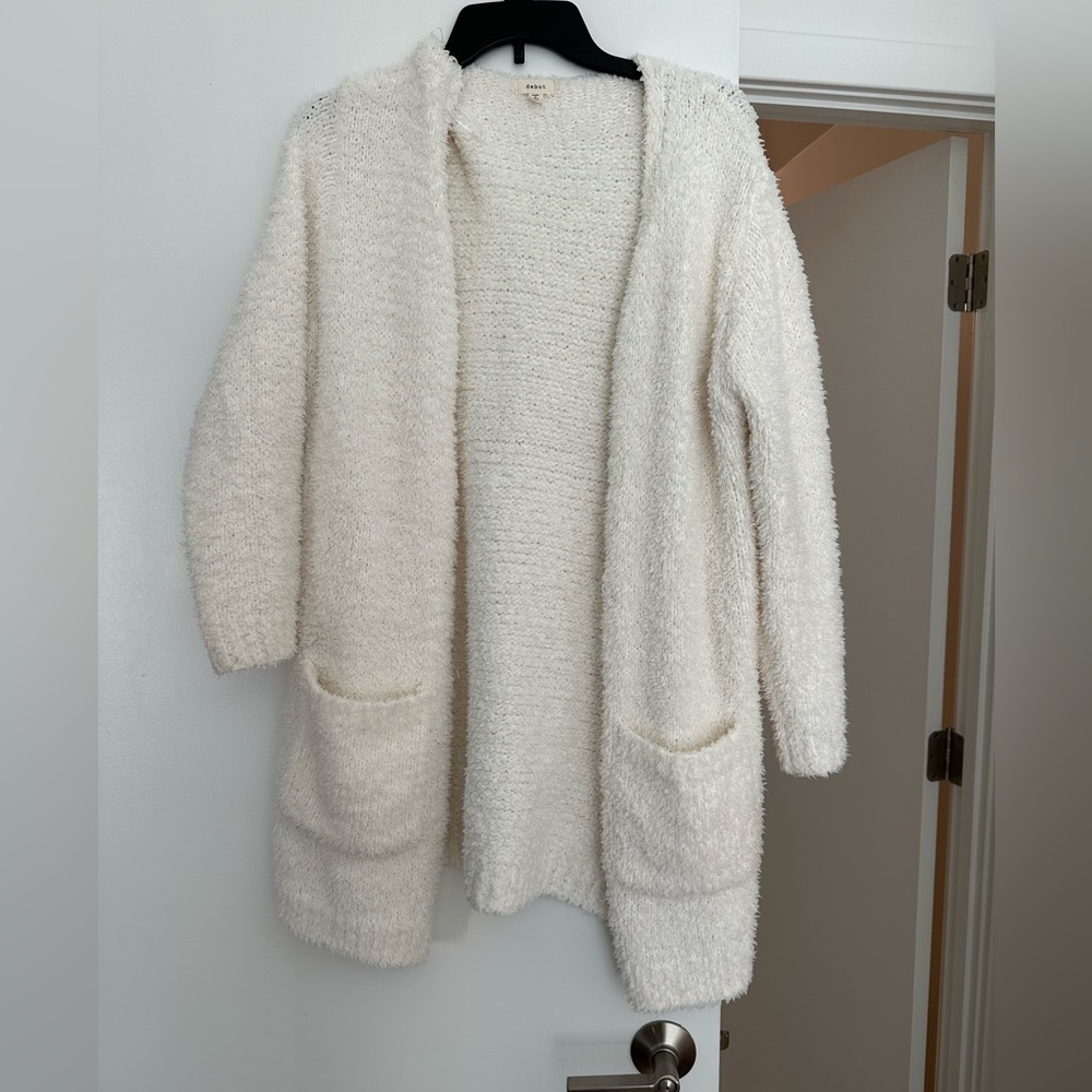 Fuzzy white cardigan